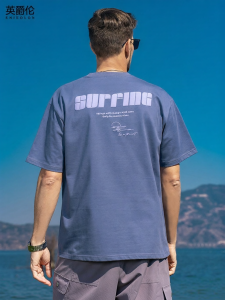 Enjeolon | Letter Foam Print Cotton Loose T-Shirt