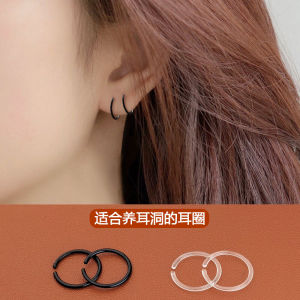 Black Resin Invisible Ear Cuff Sleepwear Friendly Transparent Ear Studs Original Design Geometric Pattern for Pierced Ears