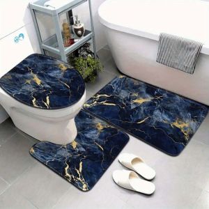 VIKAMA Minimalist Light Luxury Three Piece Set Bathroom Floor Mat Water Absorbing Anti slip Bathroom Carpet Home Decoration
