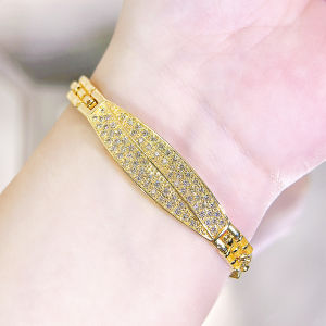 SEQUITO กำไลข้อมือชุบทองเต็มรูปแบบสร้อยข้อมือโครเมี่ยมลูกบาศก์สังเคราะห์สตรียอดนิยมใหม่1ชิ้นสำหรับ B345พรหม
