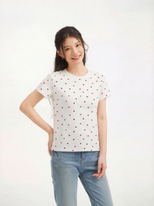 Hotwind | Heart-print Sweet Short Sleeve T-shirt