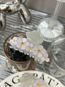 South Korea Dongdaemun New Fairy New Chinese Jade Texture Flower Rhinestone-Embedded Sweet Updo Medium Size Hair Claw