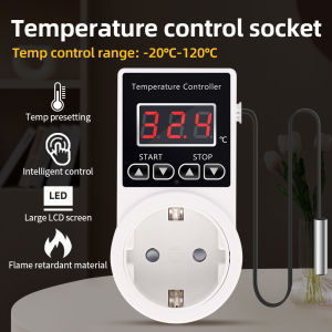 LCD Display Temperature Controller EU Plug Thermostat Socket AC 220V Precision Temp Control Outlet Switch with Waterproof Probe