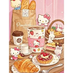 TOPTOY | Diamond Painting HelloKitty with Desserts for Afternoon Tea Full Round/Square Diamonds Mosaic Handmade Art  Gift Home Decor