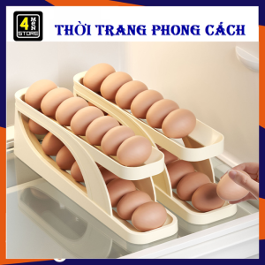 Khay Đựng Trứng Để Tủ Lạnh 2 Tầng - Khay Để Trứng Thiết Kế Lăn Tự Động Bằng Nhựa Cao Cấp Tiện Lợi  Kệ 2 Tầng Đựng Trứng ( Tối Đa 15 Trứng )