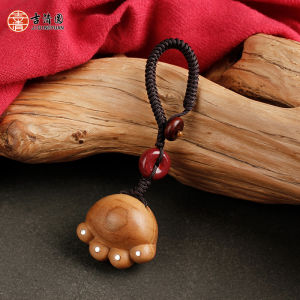 Mặt Dây Chuyền Hình Móng Vuốt Mèo Bằng Gỗ Đào Cổ Điển Thủ Công Bằng Bạc Nguyên Chất Khóa Điện Thoại Di Động Móc Khóa Trang Trí Nhà