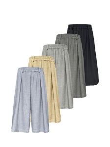 Pleated Bubble Front-Creased Comfortable Wrinkle-Resistant Capri Pants