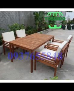 Bộ bàn ăn 4 ghế Orlando cao cấp bàn vuông gỗ tự nhiên chuyên làm bàn ăn cafe ban công sân vườn (hàng xuất khẩu)