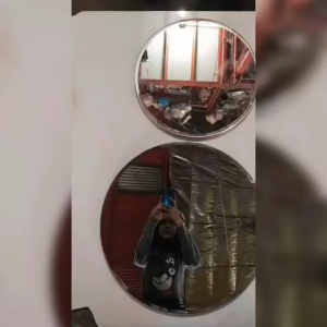 KACA RIAS BULAT + PETI KAYU DIAMETER 50CM 70CM 40cm TEBAL 5MM + GANTUNGAN BEVEL 1CM cermin