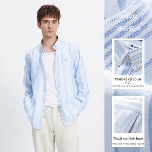 Navigare | Áo Sơ Mi Linen Dày Sọc Ngang Phong Cách Thường Ngày