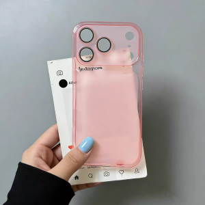 Luxury Large Window Lens Film Phone Case For iPhone 17 Air 16 15 14 13 12 11 Pro Max Plus Matte Clear Soft TPU Shockproof Cover