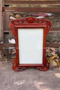 Khung ảnh thờ Treo gỗ Hương mẫu hoa lá tây kích thước ảnh 20 x 30 và 25 x 35 Cm