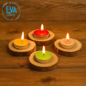 Combo 5 Nến Tealight + Lát Gỗ Mộc - Decor Góc Chill Phong Cách Rustic