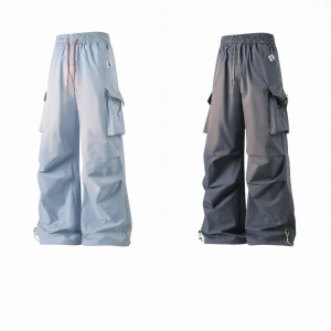 izzue | Quần Cargo Ống Thẳng Rộng Xếp Ly Vải Lụa Ice Silk