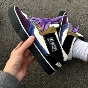 รองเท้าสเก็ตบอร์ด BrainDead Halfcab mid Top สีบล็อกแฟชั่นลำลองร่วมมือกัน Black Blue Purple รองเท้าสเก็ตบอร์ดลำลองสำหรับวัยรุ่น