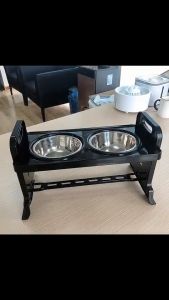 TROMEE Pet Dog Food Bowls Stainless Steel Bowl with Adjustable 4 Height 2 bowls Antislip Detachable for Pet Dog Bowl