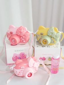 Childrens Electric Bubble Kitty Camera Machine Music Lights Automatic Blowing Soap Bubble Gun Outdoor Pretend Play Toys Gifts 儿童玩具泡泡相机 （3147）