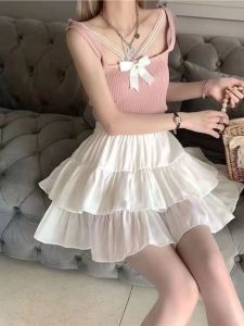 กระโปรงทรงเค้กเอวสูง กระโปรงทรงเอ กระโปรงทรงเข็มขัด กระโปรงทรงทรงกลมสำหรับผู้หญิง สไตล์หวาน สีสันสดใส ฤดูร้อน ปี 2024