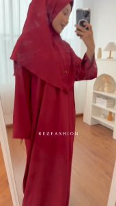 Abaya Set Hijab Bergo Crinkle Airflow | Gamis Crinkle Set Hijab Bergo | Setelan Abaya Fashionable