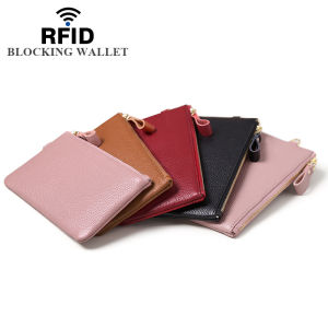 Womens Genuine Leather Wristlet Clutch Phone Holder Long Wallet Purse Gold Zipper HandBag with Wrist Strap