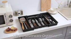 Expandable Cutlery Storage Tray/ Adjustable Kitchen Cutlery Utensil Bowl Plate Storage Drawer Divider/ Drawer Utensil Tray/ Drawer Organizer 餐具分隔器