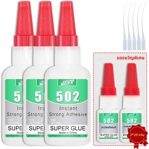 กาวซุปเปอร์กลู 502 แห้งเร็ว ติดแน่น ทนทาน ใช้ได้กับหนัง ยาง แก้ว ไม้ โลหะ กาวเหลวชนิดไซยาโนอะคริเลต ขนาดใหญ่ 50 กรัม ซื้อสามแถมสองฟรี
