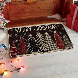 VIKAMA Winter Door Mat Snowman Snowflake Print Welcome Rug Non Slip For Entryway Front Door Indoor Outdoor Holiday Decor