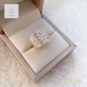 แหวนเพชรหน้ากว้างทรงคอนโด สวยราศีคุณนายจับ ขนาดฟรี ทองหนาๆ