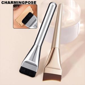 1/2PCS ชุดแปรงรองพื้นแบบบางเฉียบแปรงรองพื้นแบบเส้นเดียวและแปรงมาส์กทรงพระจันทร์เสี้ยว | การแต่งหน้าแบบมืออาชีพที่ไม่มีรอยเป็นเส้น