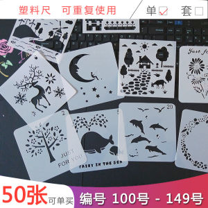 Handmade DIY Growth Whale Dolphin Animal Hollow out Drawing Template Childrens Painting Tools Washable Reusable Plastic Size 13x13cm