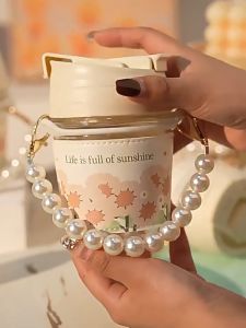 Ly nước thủy tinh quai ngọc trai xinh xắn dễ thương 2 phong cách cho nam và nữ. Ly nước đôi hình hoa tulip dễ thương.