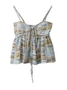 Original Summer New Small Batch Design English Letter Print Slimming Strap Vest Top Polyester Short Style Matching Versatile
