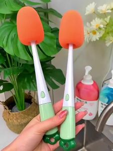 Three in one cup brush water cup cleaning artifact long handle multifunctional sponge silicone cleaning brush milk bottle brush