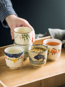 Japanese Style Ceramic Tea Cup Personal Owner Cup for Drinking Tea Underglaze Colorful Porcelain Water Cup Tea Set Handmade