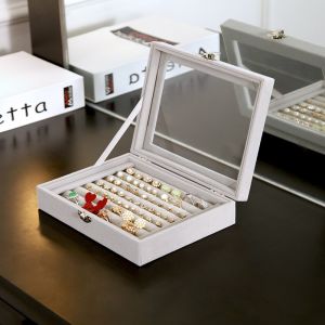 Ornament Earring Storage Box Flannel Refined and Simple Stud Earring Box Jewellery Box Small Ring Necklace Display Stand