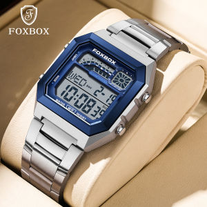 LIGE Sub Merek Foxbox Original Jam Tangan Pria Multifungsi Alarm Bercahaya Stopwatch Tahan Air Jam Tangan Digital Pria + Kotak