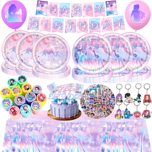 Anime Movie Kpops Demons Hunte Party Favor Tableware Cup Plate Balloons Gift Bag Stamps Balloons Slap bracelet Kids Party Decora