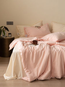 2025 New Pure Color Cotton Washed Bedding Set Three-Piece Duvet Cover Sheet Set Breathable Comfortable Bedding Accessories