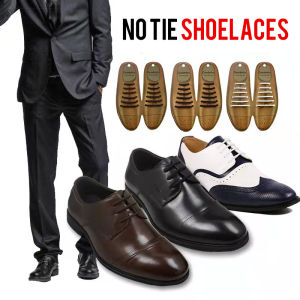 COD 12 Pcs/set Leather Shoes Lazy No Tie Shoelaces Elastic Silicone Shoe Lace