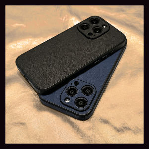 Ultra-Thin Full-Coverage Litchi-Patterned  15 Phone Case Skin-Like 16 Solid Color 15Promax Leather 14Pro Premium Feeling 13Full Wrap 12Super Thin 14Anti-Fall 11Protective Cover 15Plus Soft Shell