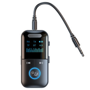 4 in 1 Bluetooth 5.4 Audio Receiver Transmitter 3.5MM AUX TF Card Stereo Music Mic Wireless Adapter With LED Display For Car TV