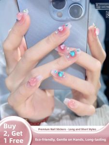 MONLEYTA | Handmade Nail Art Stickers Short And Long Wearing False Nails New Year Elegant Feeling Nail Patches Manicure For Autumn Winter