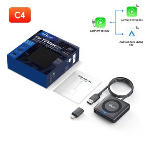 Bộ Chuyển Đổi Không Dây OTTOCAST Car TV Mate Pro C4 CarPlay Android Auto Bộ Chuyển Đổi Đa Phương Tiện HDMI Bộ Chuyển Đổi Video Cho TV Stick - Hộp AI Trên Ô Tô