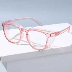 Fashionable Pink Transparent Box Womens Glasses Full Frame Design Transparent Lenses Daily Casual Style