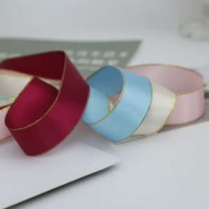 Ruy Băng Lụa Cao Cấp 25cm Viền Vàng Bao Bì Hộp Quà Tặng Trang Trí Ruy Băng DIY Nút Thắt Bướm Chất Liệu Ruy Băng Satin