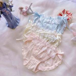 Delicate Cotton Triangle Panties with Bowknot Low Waist Womens Underwear Breathable Comfortable Sweet Style by Princess Nala