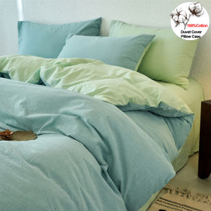 100% Yarn-dyed Washed Cotton Duvet Cover Set Quilt Cover Pillowcase Set Wrinkle Free Easy Care Bedding Set Comforter Cover Set