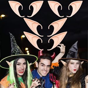 1-4pairs Fairy Pixie Elf Ears Cosplay Soft Pointed Ears Elven Masquerade Vampire Fairy Ears Halloween Party Makeup Costume Acce