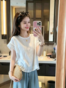 CHOEFULYN | Elegant French Style White Lace T-shirt