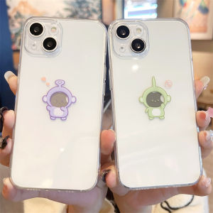 Cute Creative Antenna Baby 15Pro Max Phone Case Transparent Anti-Fall Full Cover Silicone Shell for Women Compatible with 14 13 12Mini